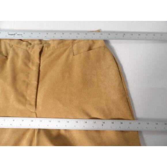 Worthington Womens Trousers Sz 12 Faux Suede Brown Pleated Hi Waist Straight Leg - Picture 16 of 16